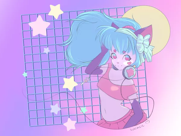 I made some 90s inspired art! art by me, Whimziecat on twitter by WhimzieCat