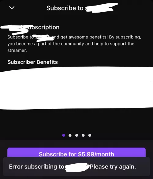 I need help. My twitch account has a monthly consecutive glitch for a resubscription and it’s only one twitch streamer. Though it won’t allow me to resub on my browser either. I’ve contact twitch support and I’ve gotten the same result. It’ll r by Dororobored