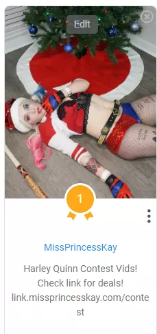 I placed 1st in the ManyVids Holiday Hottie contest for the 2nd year in a row! To celebrate all my current videos will be 20% off until they're not posted by MissPrincessKay