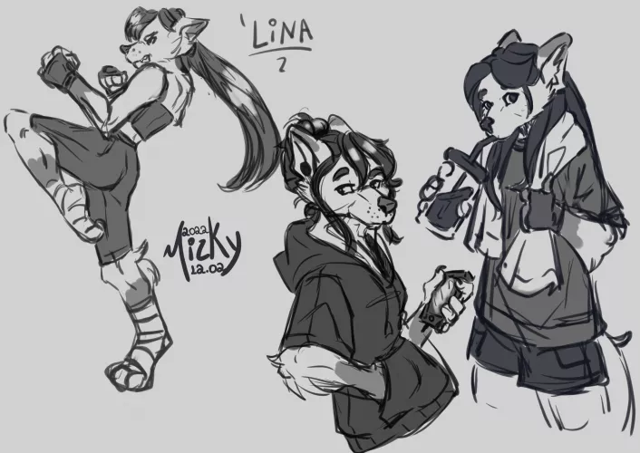 I sketched some poses from my OC's daily routine. :3 by Mizky_