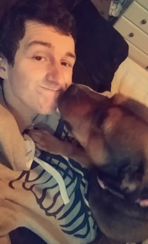 I spent last weekend dogsitting. Woke up every morning like this, unable to move 😂 by Blades5247