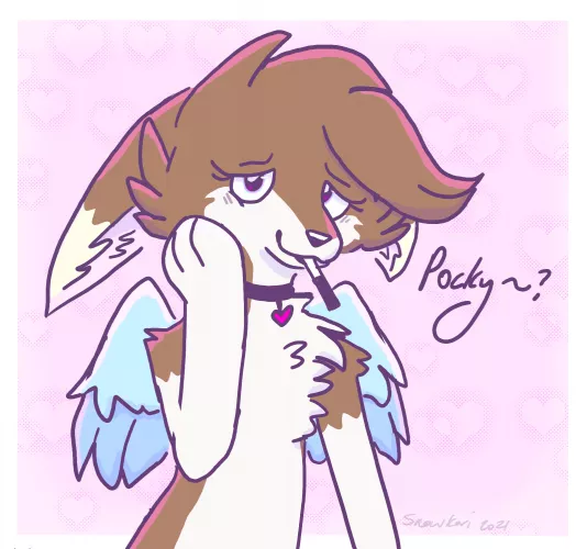 I think it was pocky day the other day, so I did some art for it uwu by Snowwingedwolf