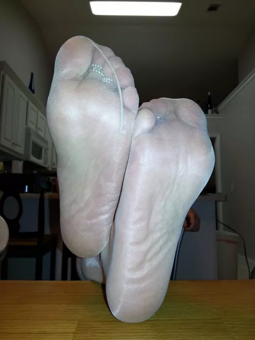 I think this is a nice shot of my nyl0n soles. Hope you enjoy 😊 by TNnylonFeetLuv