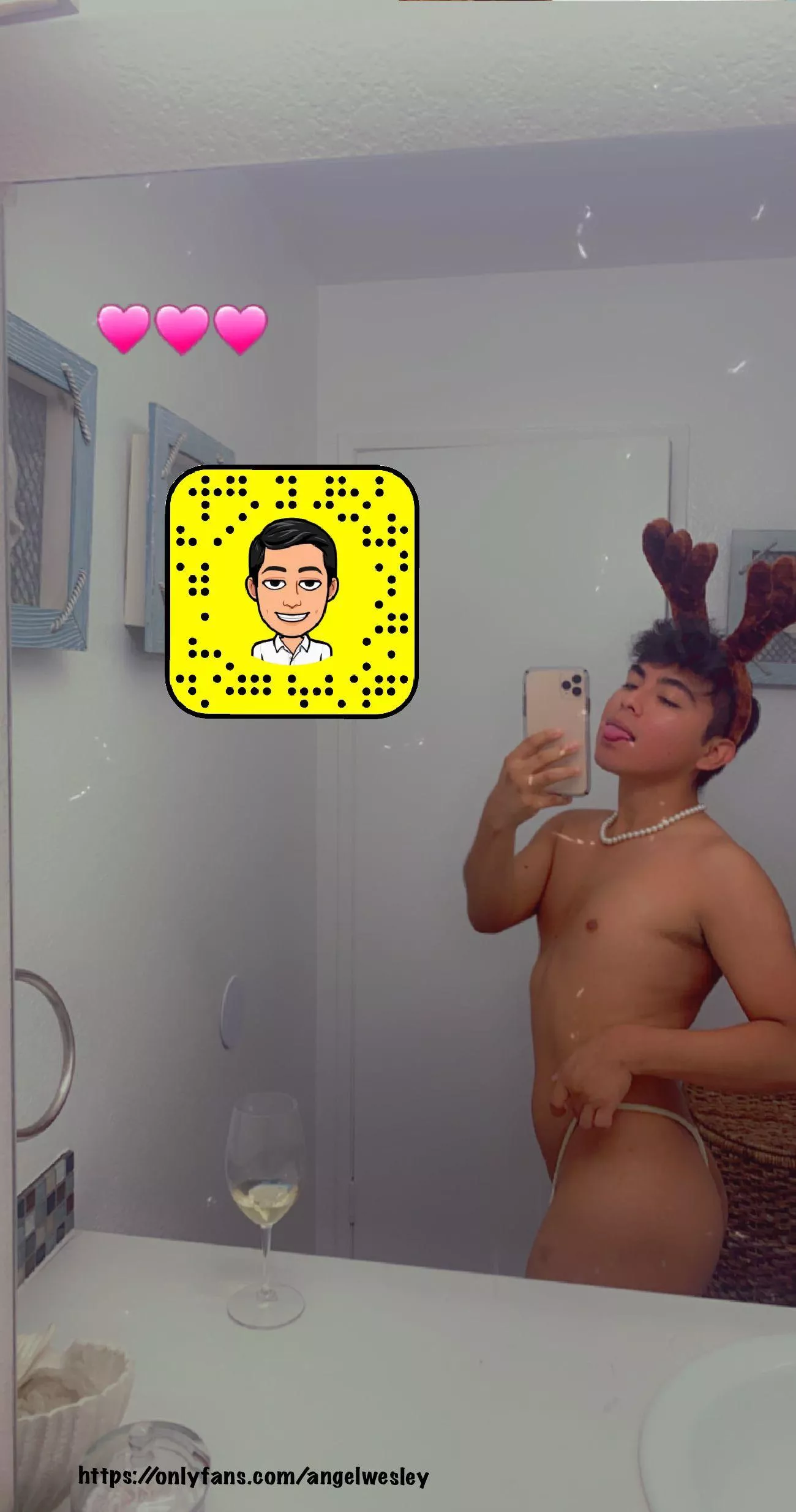 I think this thong went well with my deer antlers. 🤍🎅🏽 posted by AngelWesleyxxx