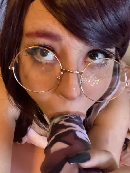 I thought I looked cute here giving head to my biggest BD toy by Elf_Ears_