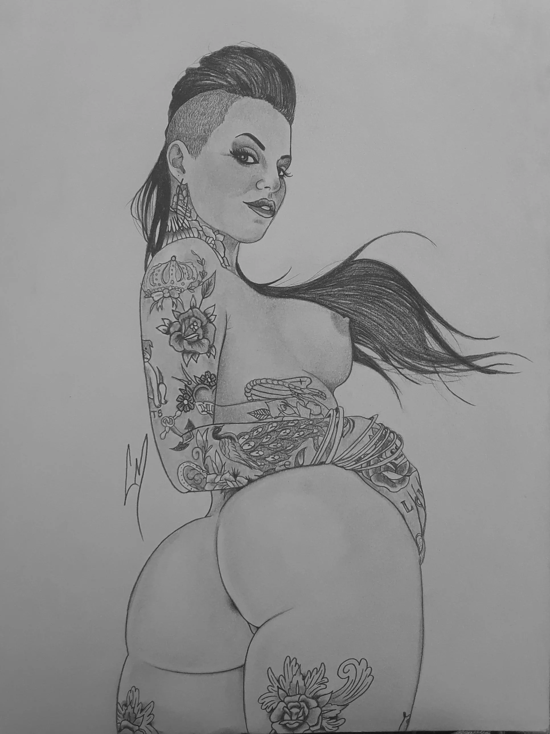 I took an old pic and added her current tattoos to it posted by SirChanceMan