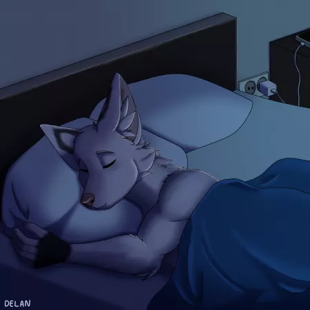 I tried to draw a cute sleeping wolf uwu by delanfoxe