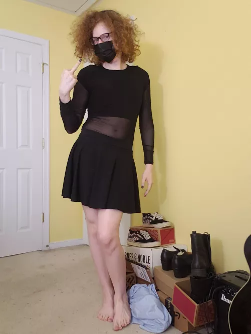 I usually go for a cuter aesthetic, but spooky month has got me in a goth mood 🖤 by bi-egg