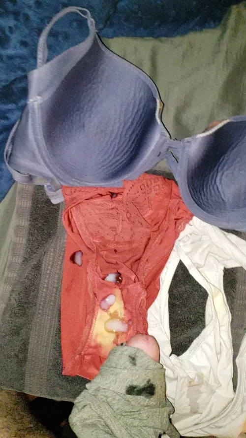I was sexting with my wife when I came on her panties and bra by smalldickhubby2020