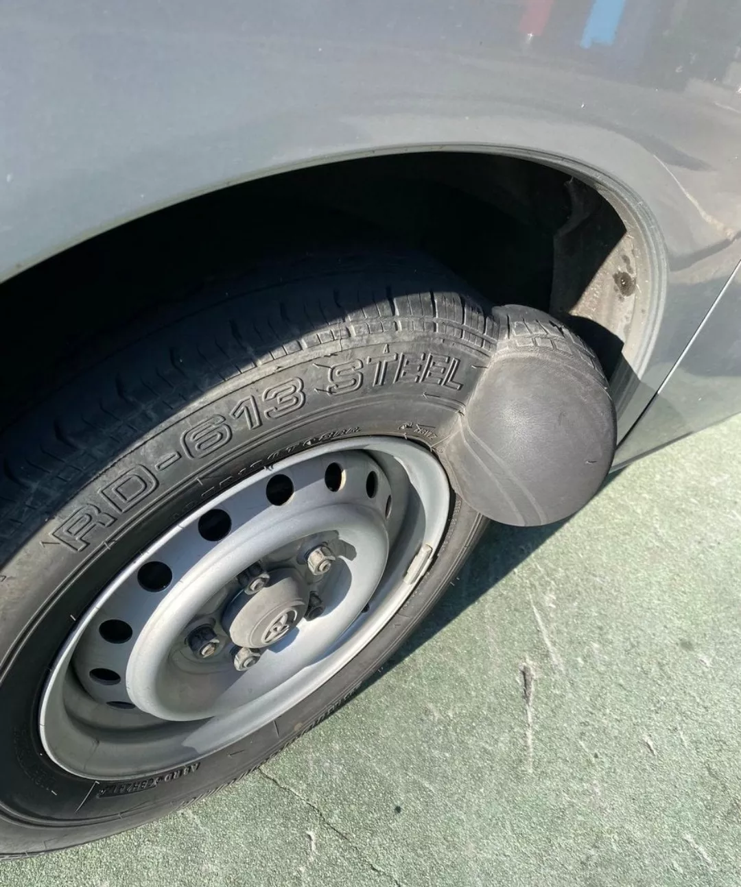 I wonder if he used one of those green goo cans of Fix-A-Flat? *POP!! posted by pipehonker