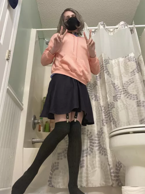 I wore this outfit to school. It was the first time I’ve ever worn a skirt to class and I was both anxious and giddy💜 by Femboylover25