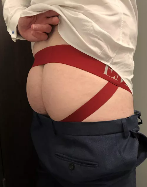 If I wear a jockstrap to work, it tends to be on casual Friday. So wearing one today under suit trousers is a new experience (41) by rws01