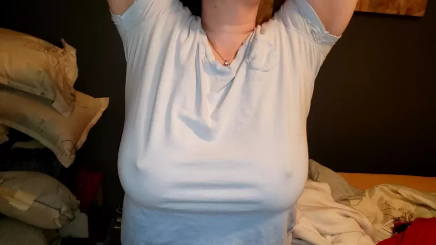 I'm already getting hot thinking about all the stiffness this shirt will cause when I got out to shopping today. Catching men looking is such a turn on for me!! by SHHH__Its_A_Secret