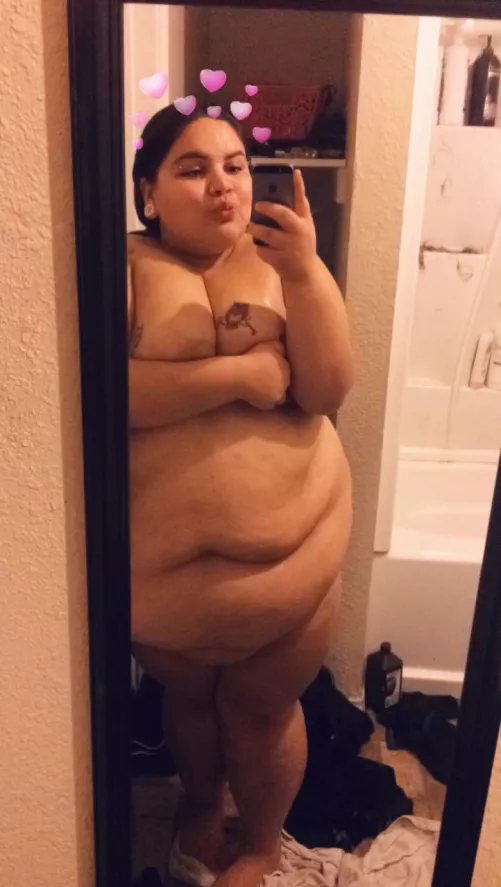 I’m shy when it comes to my body🥺👉🏼👈🏼 I hope you still like me with my belly🥰 by Your_local_GothBBW