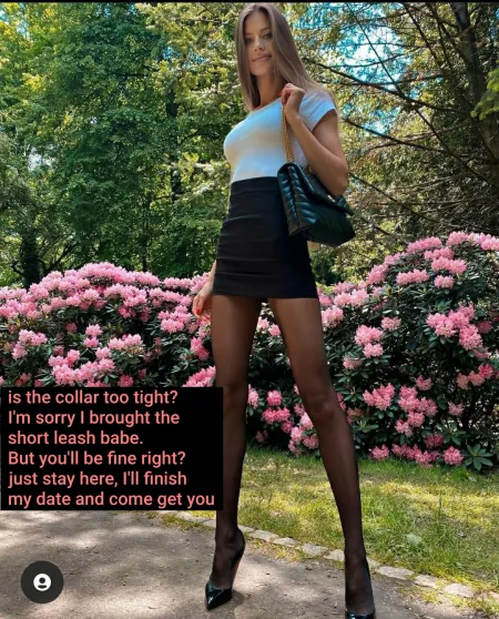 I'm tied to the bench waiting for my mistress to come back! by femdomcaption