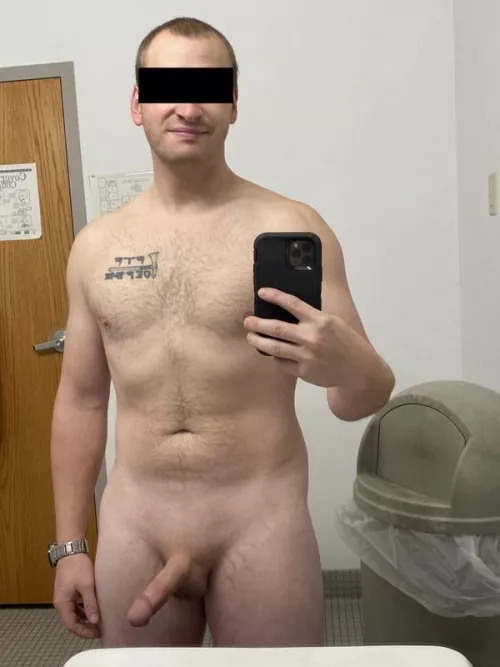 In a public bathroom at work. Wish I could be naked all the time. by andreeri87