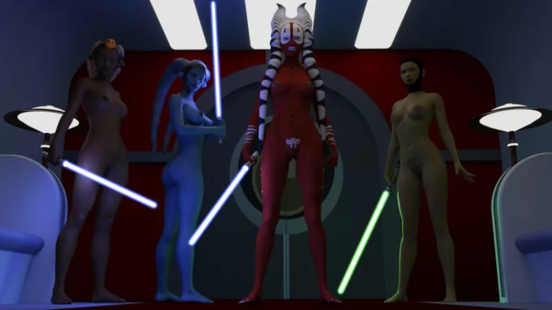In an alternate timeline, four lady Jedi were sent to arrest the chancellor, and their method of capture is *very* different... (AlexBridger) by iusethisjustforporn2