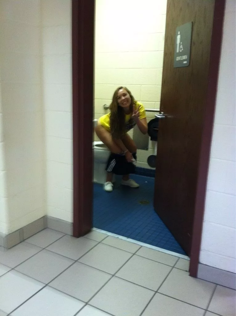 In the wrong bathroom posted by CatpainTpyos