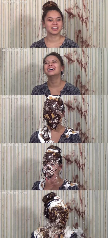 India with hoop earrings, hair done up fancy, gets pie dropped on her by Anglefan by _Anonymous_Account_