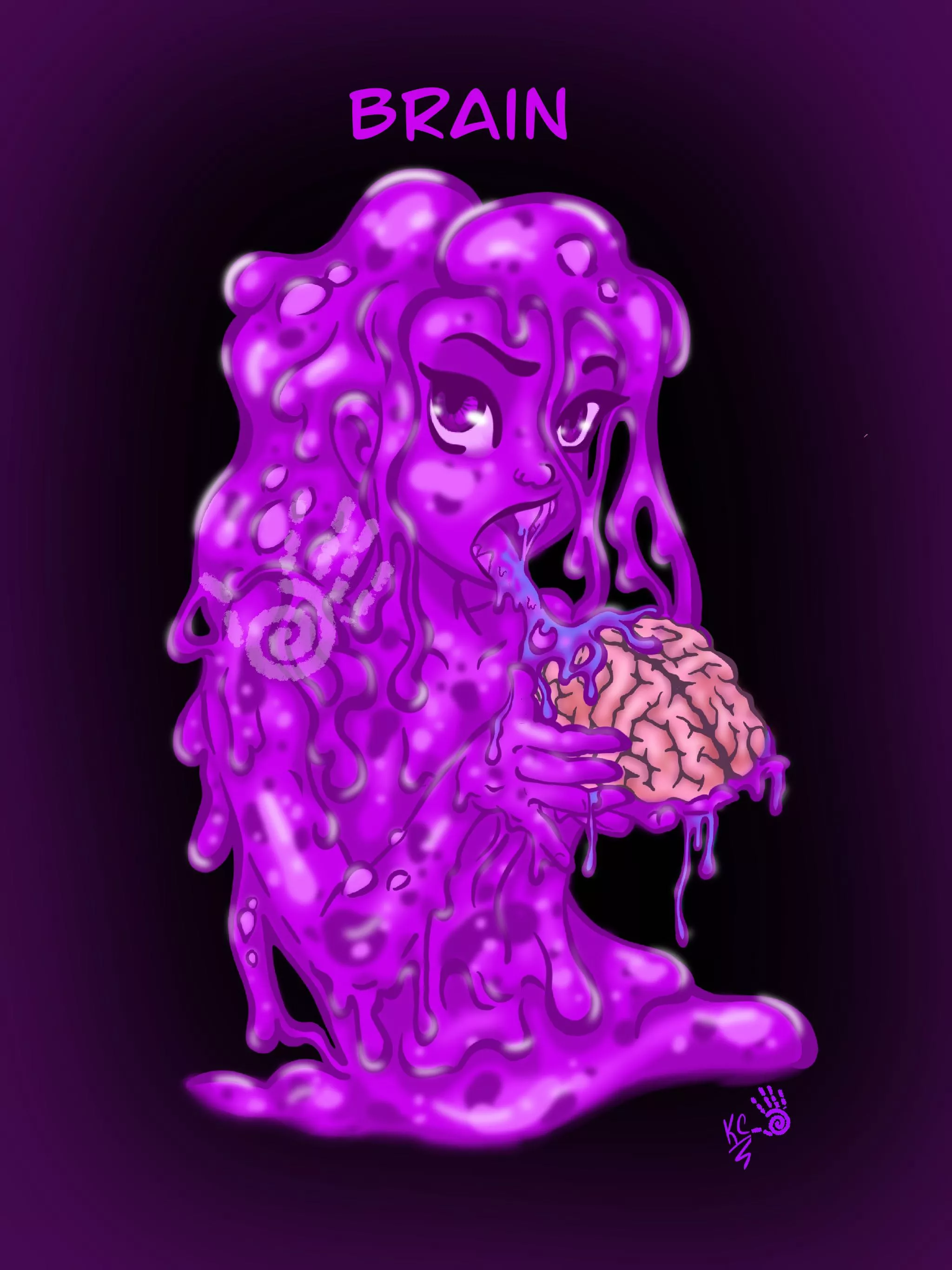 INKTOBER Slime Girl Edition: Brain- Oct 14 (I am really late with posting these to Reddit so plz bare with me thx) posted by ooh-a-piece-of-candy