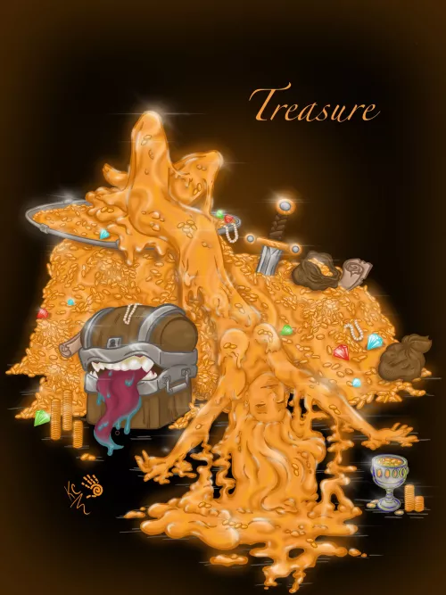 INKTOBER Slime Girl Edition: Treasure - Oct 16 (I am really late with posting these to Reddit so plz bare with me thx) by ooh-a-piece-of-candy