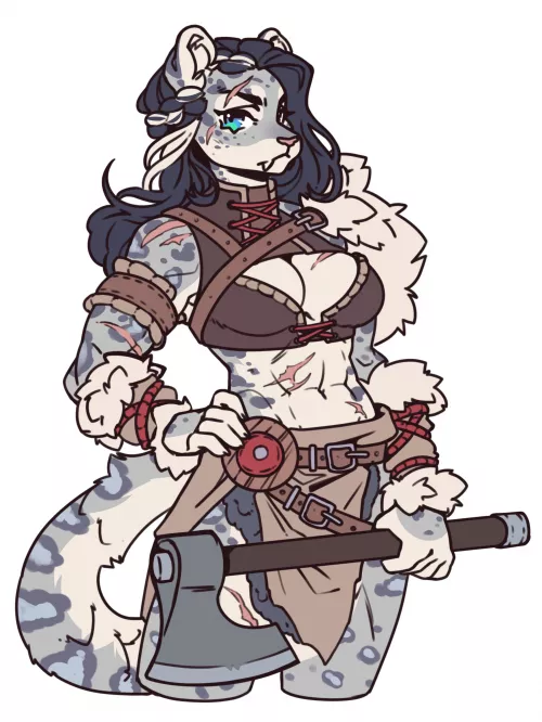 Irbis Barbarian (art by me) by CerberaManghas