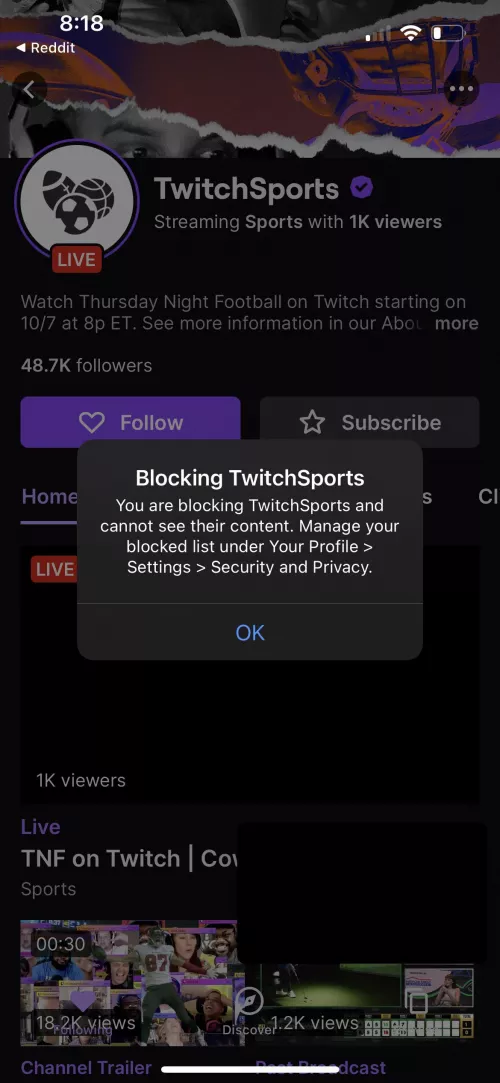 Is there anyway to disable these “Twitch Sports is live” notifications? I blocked the channel a little while ago, and in doing so was notified that I simultaneously unfollowed Twitch Sports. I somehow just got another notification, and when I clicked by DuaneConway