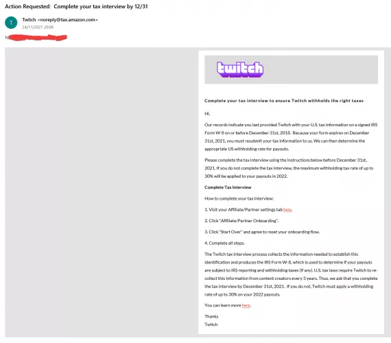 Is this legit? I am an affiliate streamer in the UK. I have been receiving this email a few times now. by Phyore