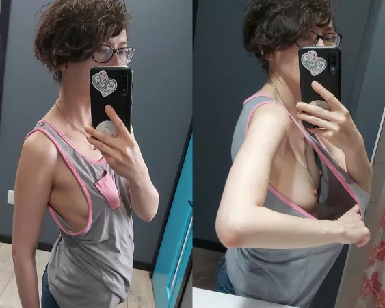 It can be a hazard wearing big tank tops and no bra by lankylizardof