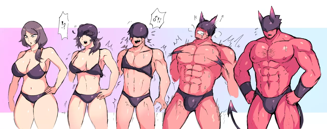 It gets bigger, just in different places (F human to M demon) by Mopan by m0pan