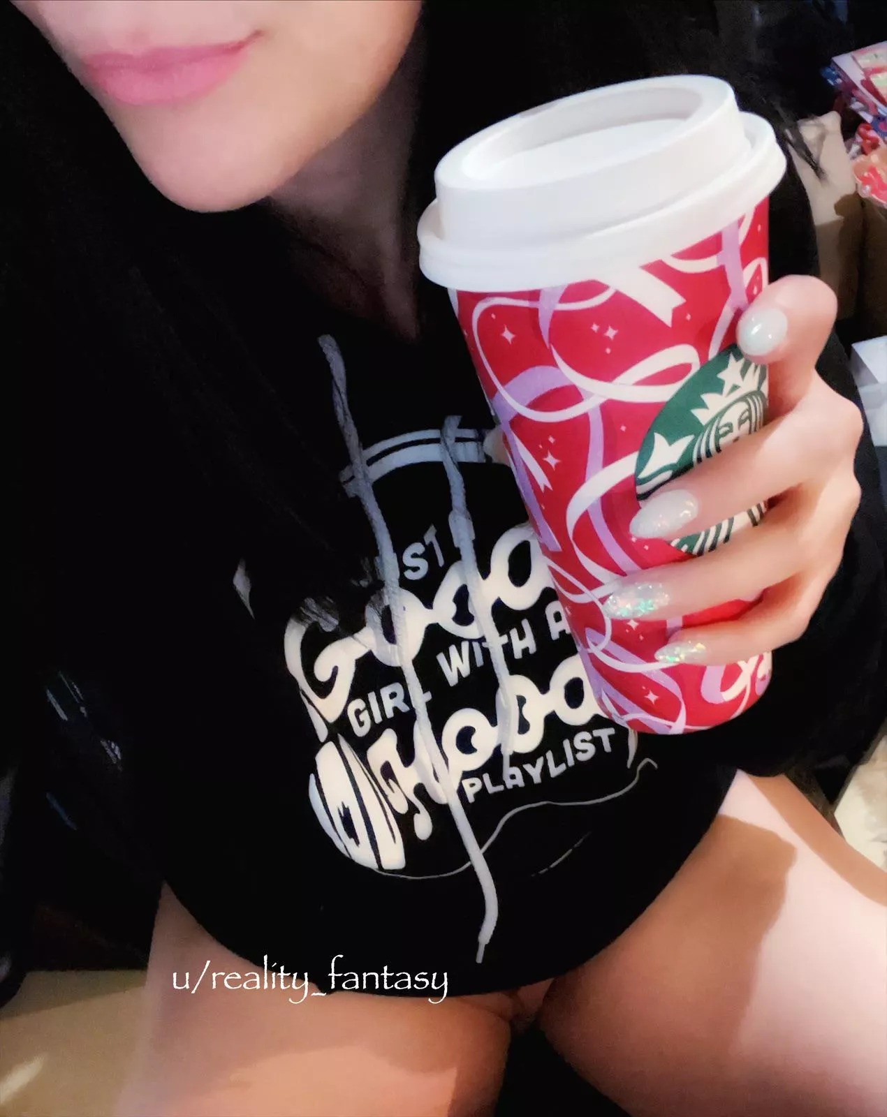 It's a hoodie, no pants, venti size coffee WFH kind of day 💋☕️ posted by Reality_Fantasy