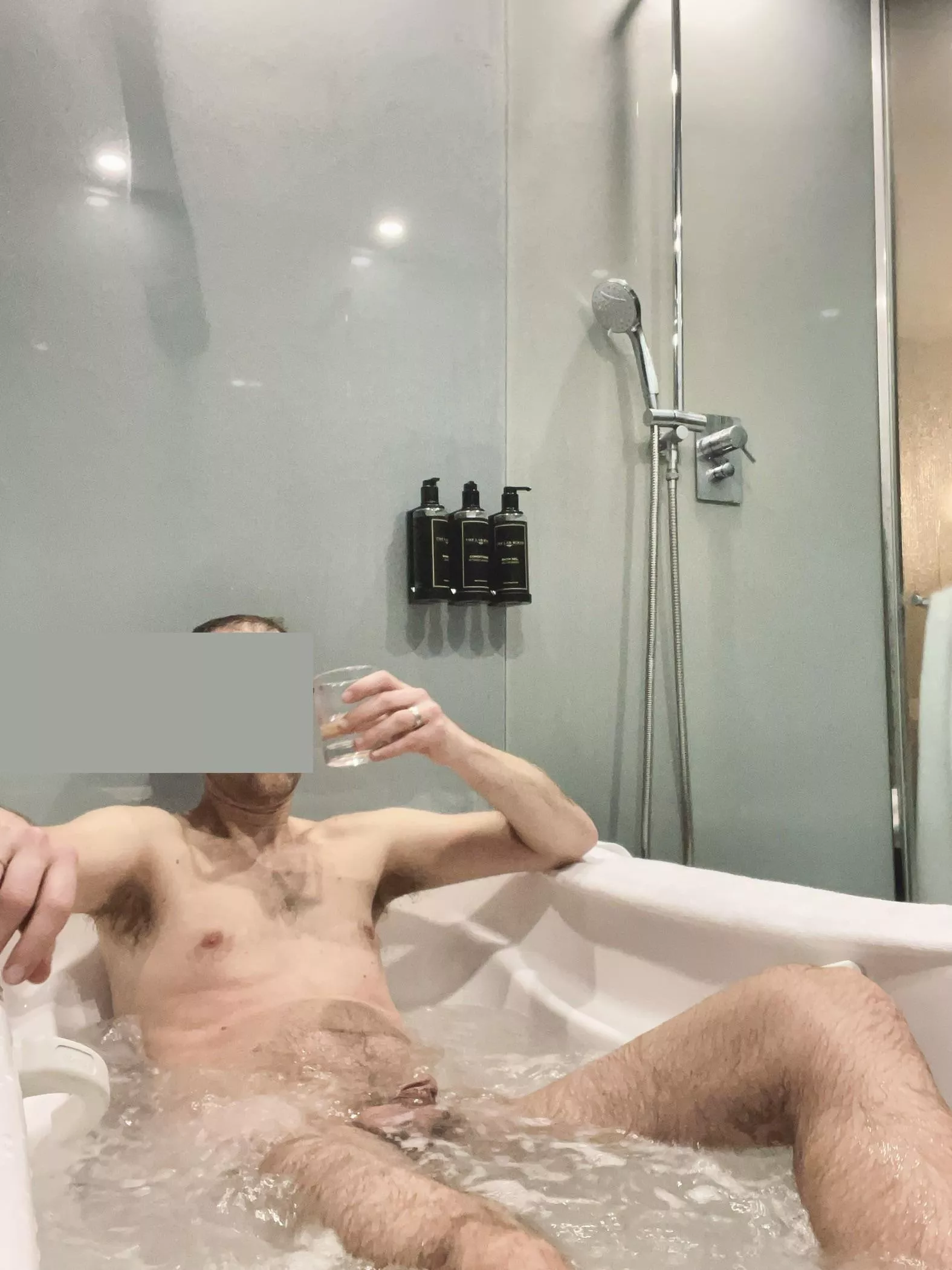 It’s a room with two showers and a large hot tub. All of you can join now, together. posted by Blue-911