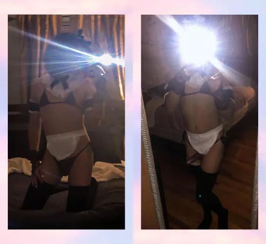 Its only my first day here 👉🏽👈🏽🥺 Slutty maid boy at your service☺️🖤🤍 by TrxpFemboy