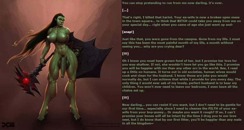 It's over now [orc kingdom] [yandere] [art by barretxiii] by r4pewistle