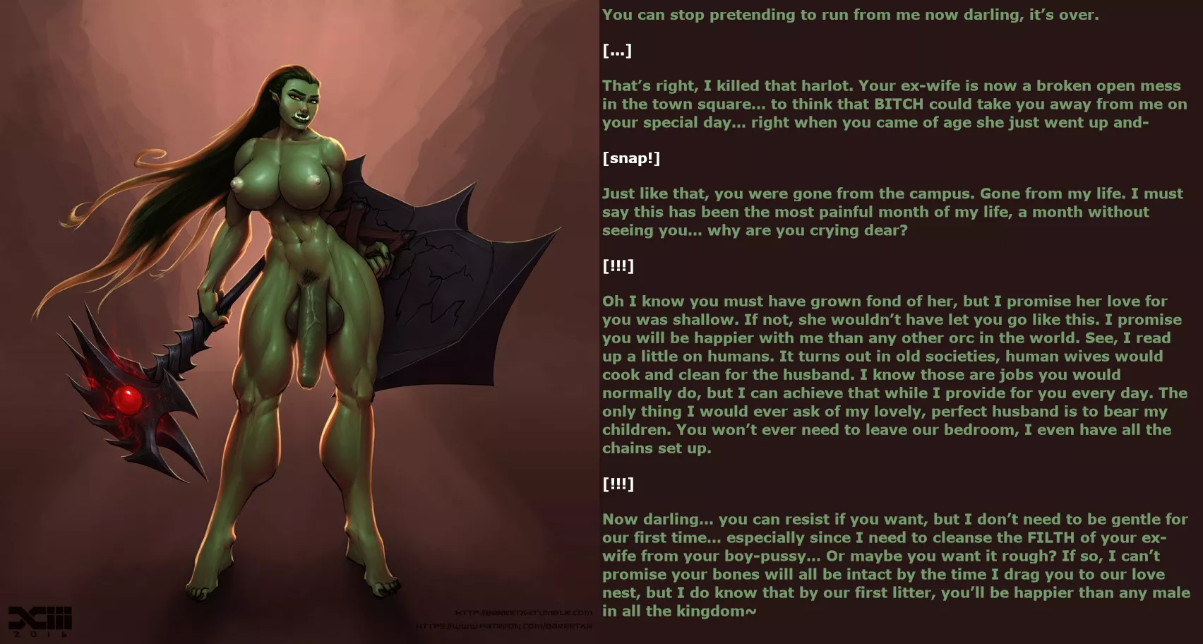 It's over now [orc kingdom] [yandere] [art by barretxiii] posted by r4pewistle