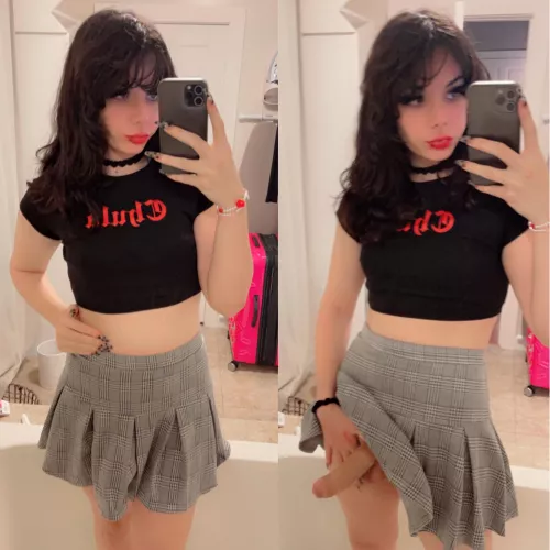 It’s really hard to hide in my skirt 🥺 by NaughtyTgirls