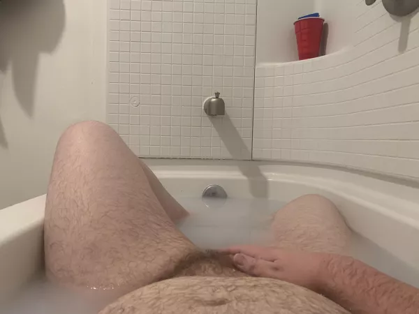 I’ve been wrestling with the idea of posting to this sub for some time now and decided to go ahead and do it. I was taking a bath and felt pretty confident with myself so I decided to jump the shark for my first NSFW post. How’d I do? by cjw_21