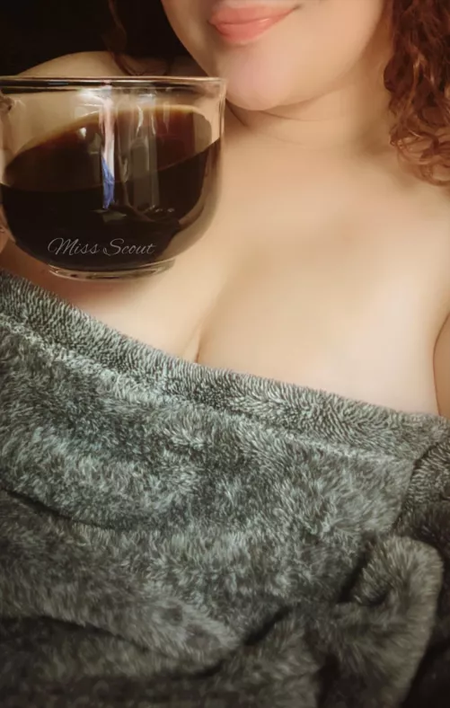 I’ve got my coffee and my comfy blanket, now where is my cuddle buddy? F by scout-2-u