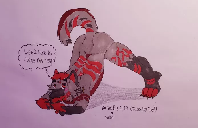 Jackal doing the jacko pose (art by me) by tomthegreat246