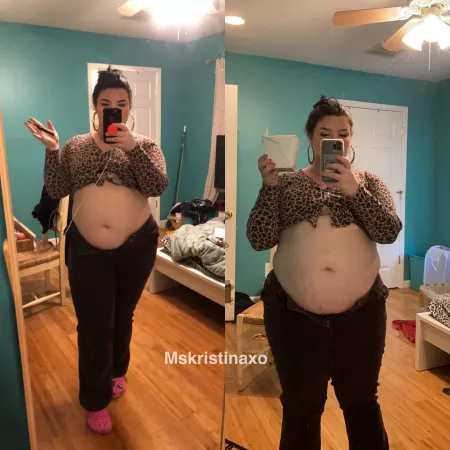 January 2021 - July 2021! Both pre stuffing, I thought it would be super hot and fun to recreate this photo & I cannot wait to recreate it AGAIN at the end of the year 🍖❤️ by mskristinaxo