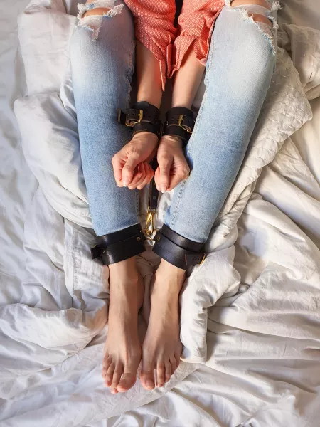 Jeans and leather cuffs by AlexGomolov