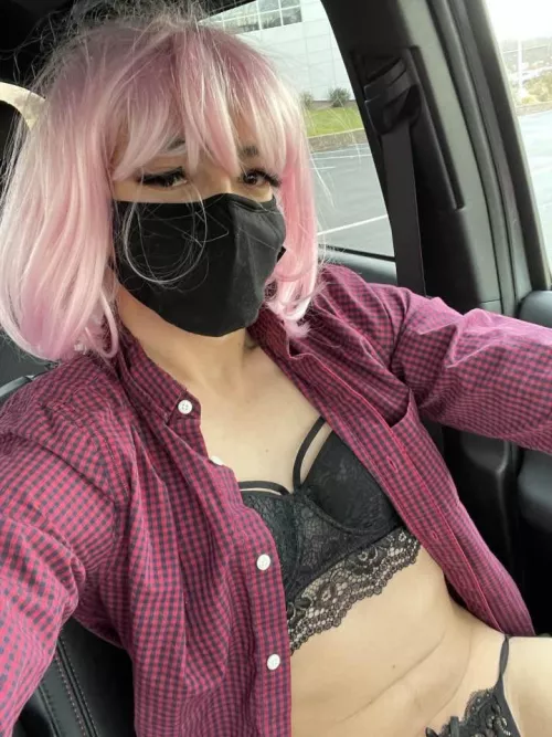 Jiji’s first time in public! Locked with a nice dildo inside her driving to work! 😘😏 by MistressMichelle26