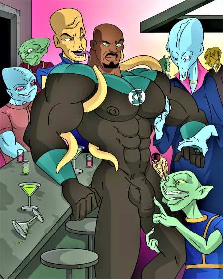 John realizing what happens when you wear a skintight Green Lantern suit in a cantina full of thirsty aliens by NlGHTW0LF