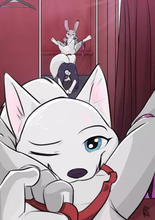 Judy and Skye´s locker room shenanigans (Ittybitty) by TenderPaw64