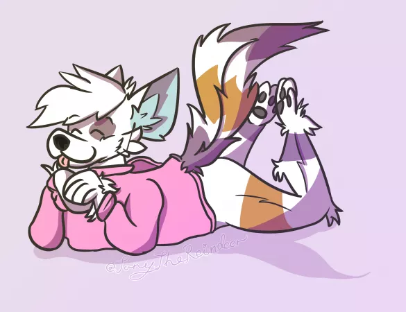 Just a cute wolf laying down :3 (Commission for DushkaTheWolf by me) by TonyyDeer