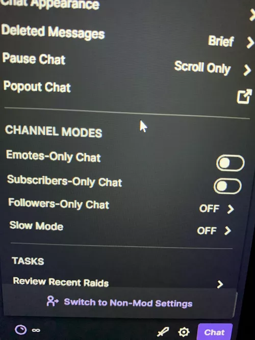 Just a heads up, Twitch put the Followers Only Chat to 10 mins in my chat without me knowing and I lost followers for this. I know it was put on for the bot spams but be sure to check yours if you don’t want that on by EliteReclaims
