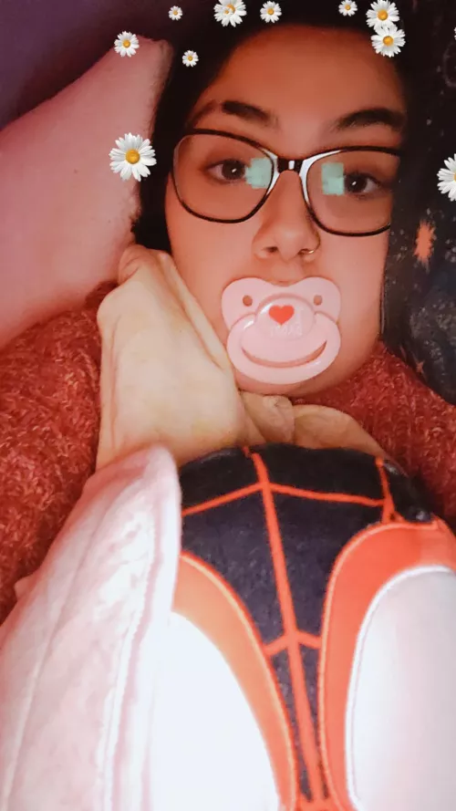 just a little with her miles and baby blankies watching YouTube by Nillawafeerr