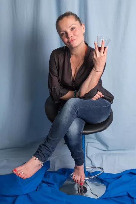 Just a woman in jeans and foot jewelry [F35] by sexyfeetexpo