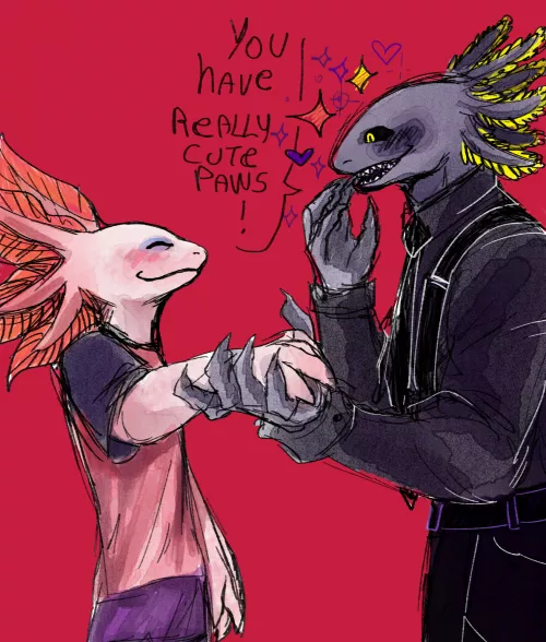 Just Axolotl friends, By me by Yuzacu