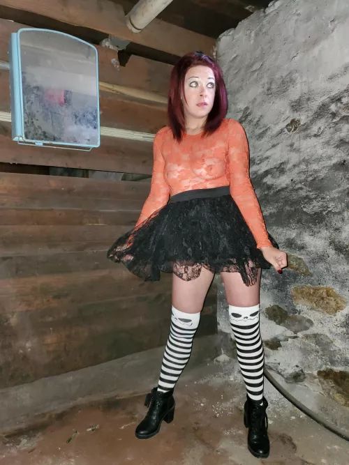 Just hanging out in a creepy basement in a Halloween outfit by MagicalD30